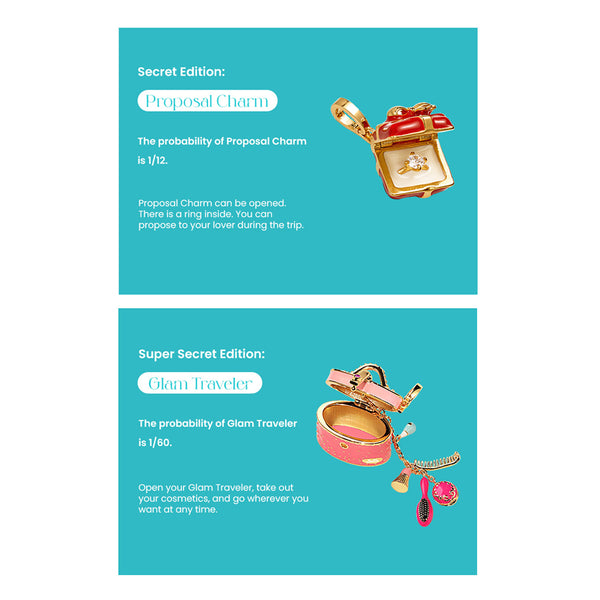 Fizz & Rizz Mystery Jewelry Box Travel Themed Charm Set with Necklace & Bracelet Fun Collectible Surprise Gift for Girls