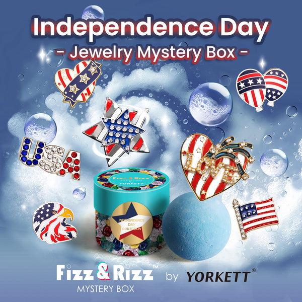 Fizz and Rizz by Yorkett Independence Day Theme Brooch Jewelry Mystery Box