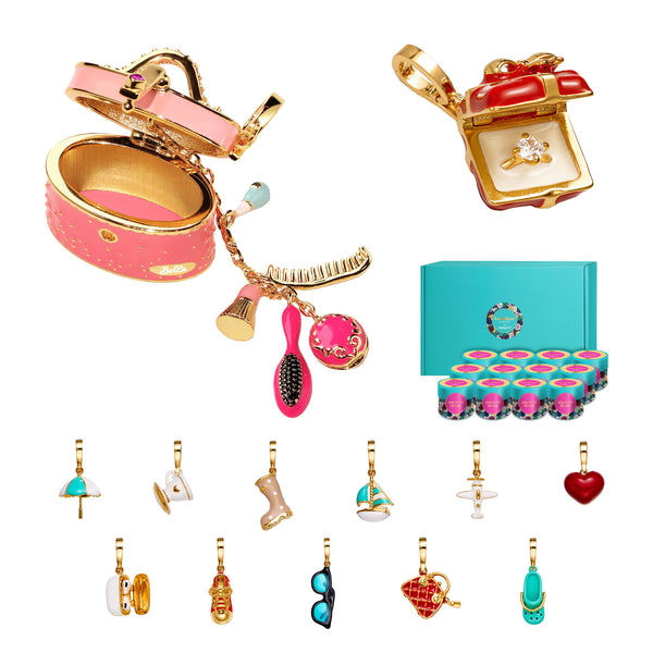 Fizz & Rizz Mystery Jewelry Box Travel Themed Charm Set with Necklace & Bracelet Fun Collectible Surprise Gift for Girls