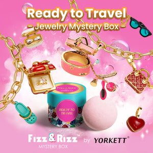 Fizz & Rizz Mystery Jewelry Box Travel Themed Charm Set with Necklace & Bracelet Fun Collectible Surprise Gift for Girls