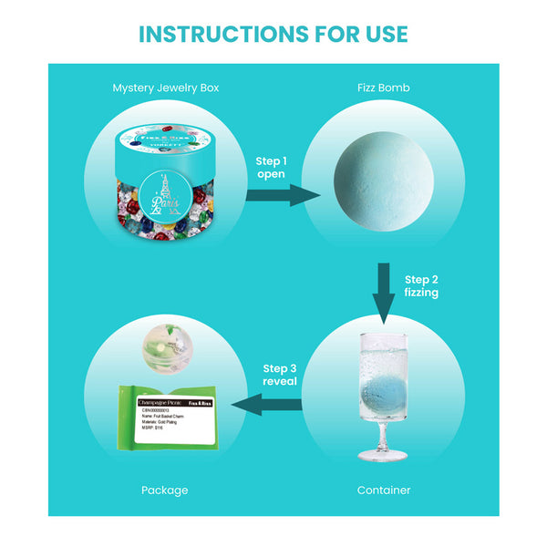 Fizz & Rizz by Yorkett Jewelry Mystery Box with Amelia Collectible Themed Charms Chain Bracelet Adjustable Pendant