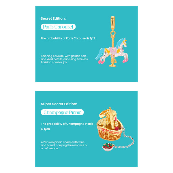 Fizz & Rizz by Yorkett Jewelry Mystery Box with Amelia Collectible Themed Charms Chain Bracelet Adjustable Pendant